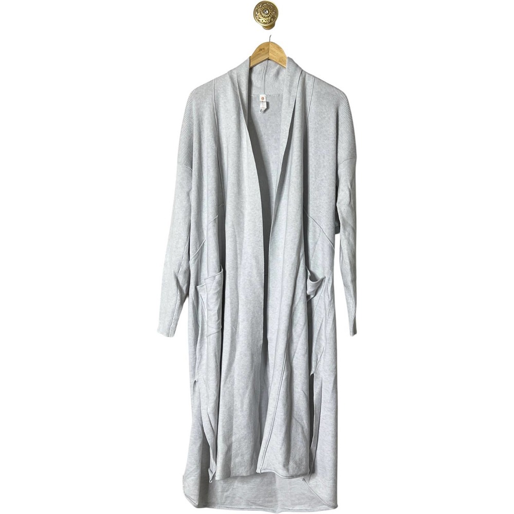 ANTHROPOLOGIE Daily Practice Duster Cardigan Grey Motif Petite L